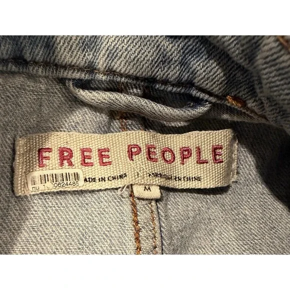 Free People Seamed Structured Military Blue Denim Jacket Women's Size Medium - Picture 10 of 10